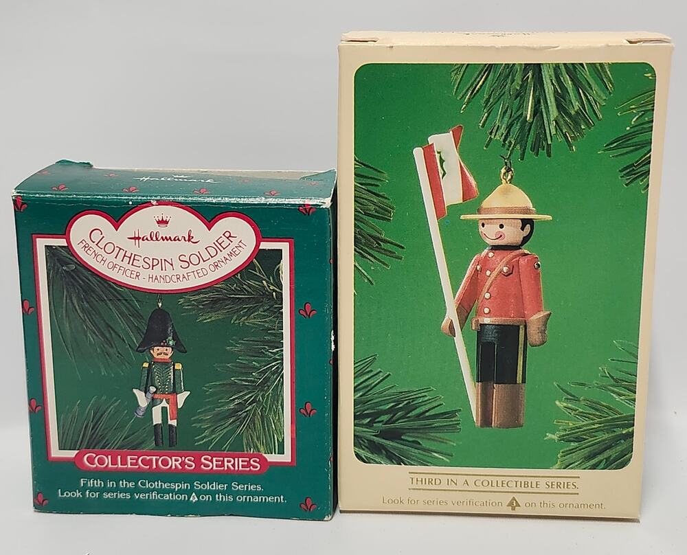 Vintage Hallmark Clothespin Soldier Lot 1984 Mountie 1986 French Officer